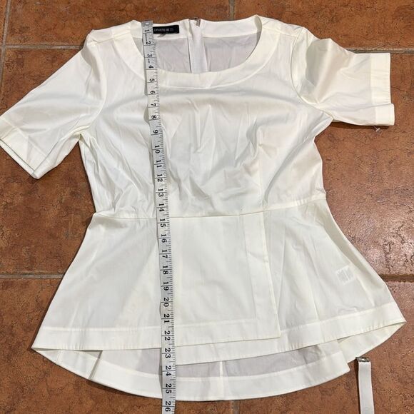 NWOT Lafayette 148 New York Cream Cuffed Sleeve Peplum Blouse Size 4 - Picture 10 of 10